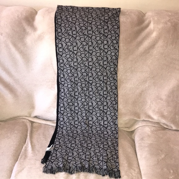 Calvin Klein black and grey CK logo scarf 💕 78” - Picture 4 of 9